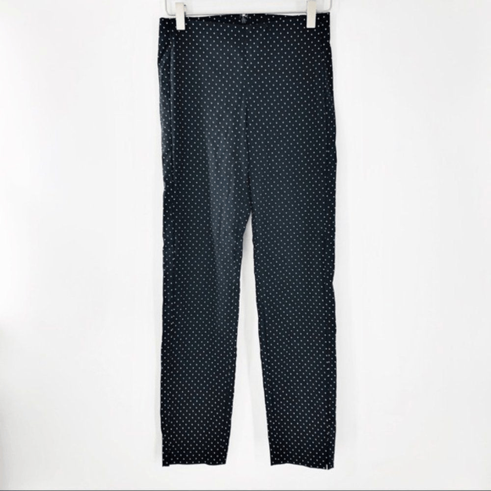 Who What Wear Women's Size 2 Polka Dot Ankle Pant Black And White Stretch